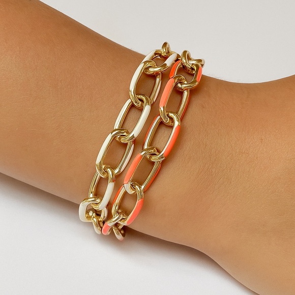 Gold Plated Enamel Link bracelet - Picture 3 of 6